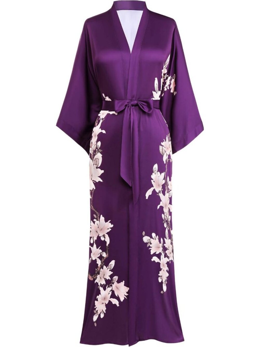 Floral Satin Kimono Robe for Women | Stylish Lounge Wear with Pockets